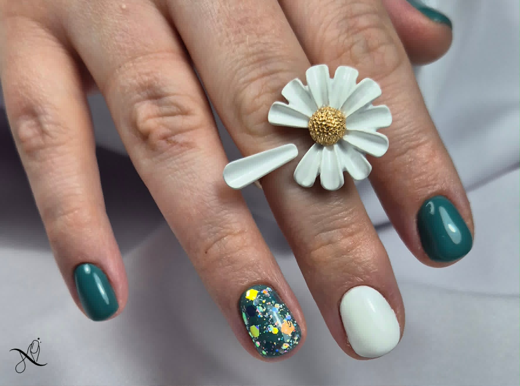 Fehér Zöld - Zselé  | Nails by Nelly Szeged