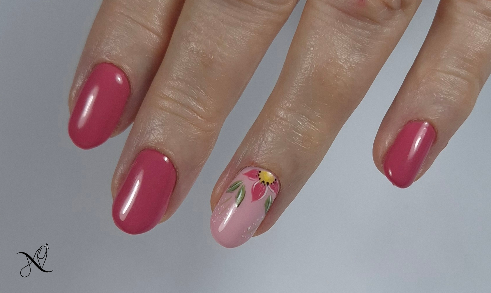 Virágos mályva - Erősített géllakk | Nails by Nelly Szeged